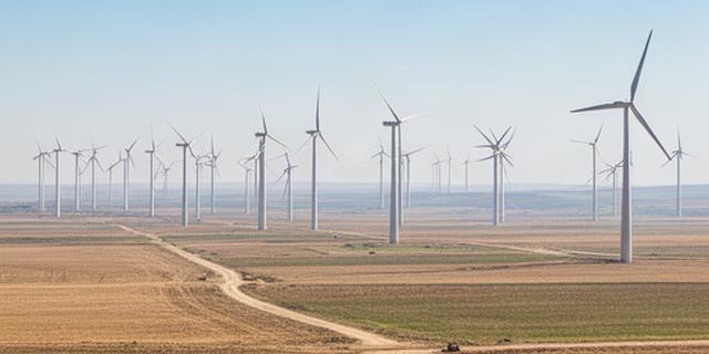 Aerogeneradores de tres megavatios instalados en un parque eólico de Albacete